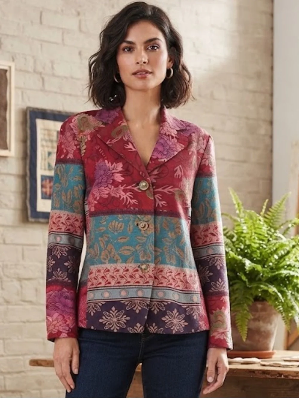 Coldwater woven tapestry blazer